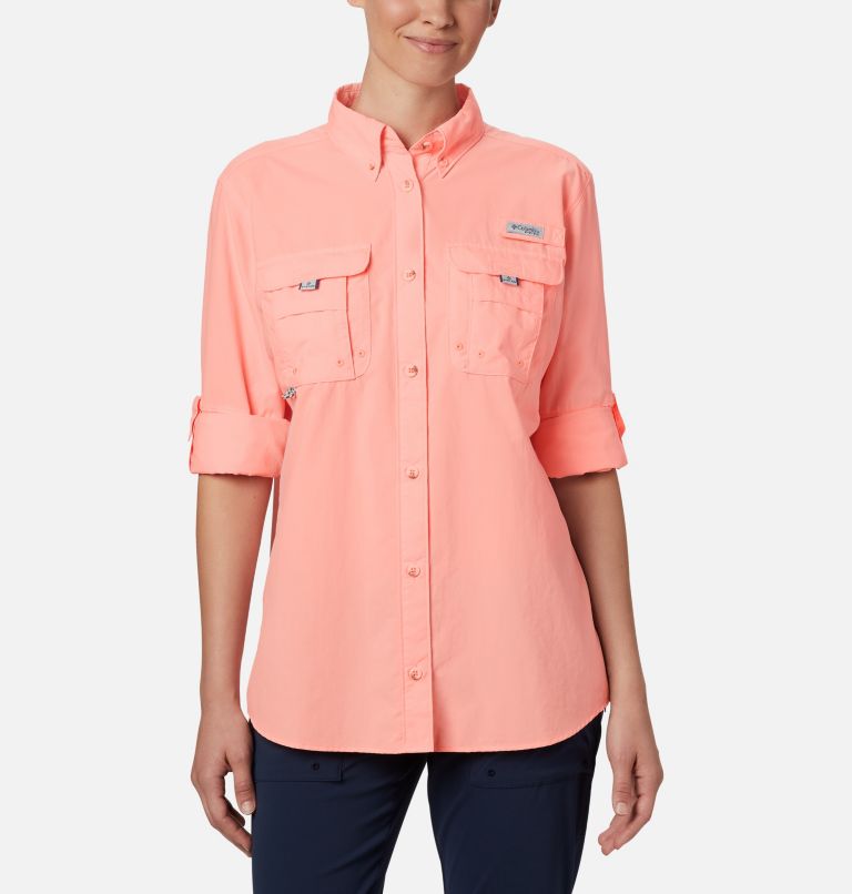 Thumbnail: Women’s PFG Bahama Long Sleeve Shirt, Color: Tiki Pink, image 3