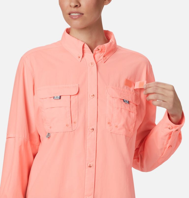 Women’s PFG Bahama Long Sleeve Shirt, Color: Tiki Pink, image 4