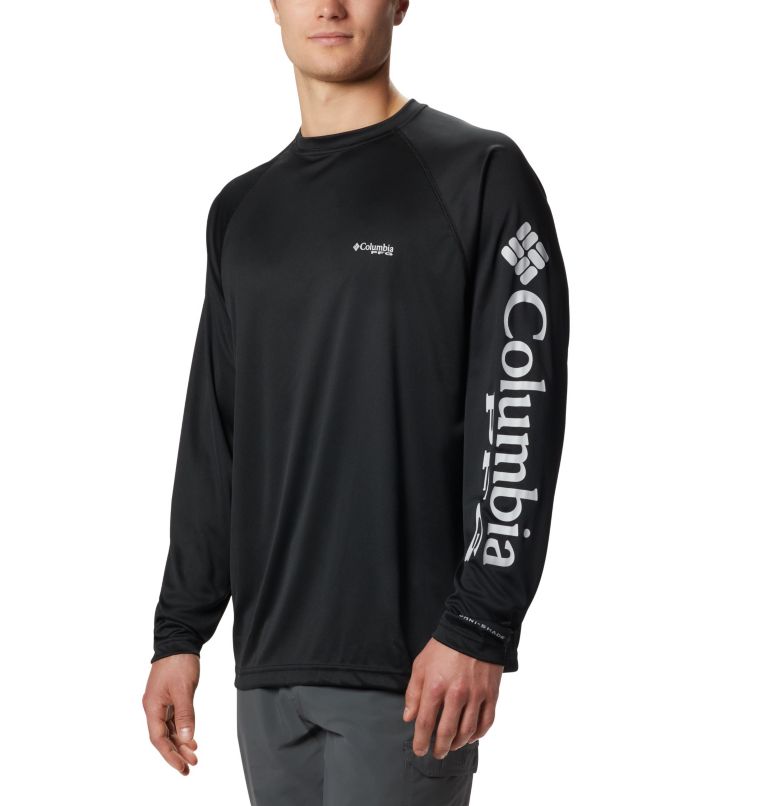 Thumbnail: Men’s PFG Terminal Tackle Long Sleeve Shirt, Color: Black, Cool Grey Logo, image 1