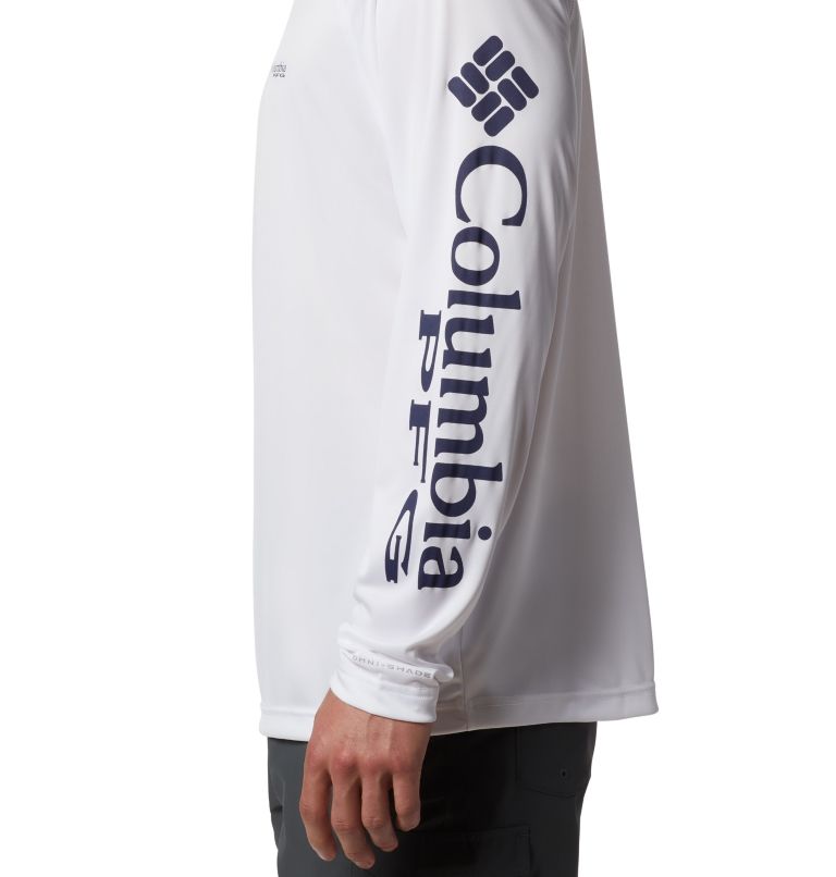 Thumbnail: Men’s PFG Terminal Tackle Long Sleeve Shirt, Color: White, Nightshade Logo, image 3