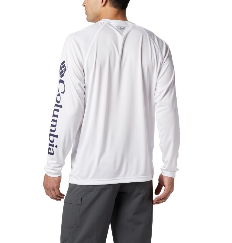 Thumbnail: Men’s PFG Terminal Tackle Long Sleeve Shirt, Color: White, Nightshade Logo, image 4