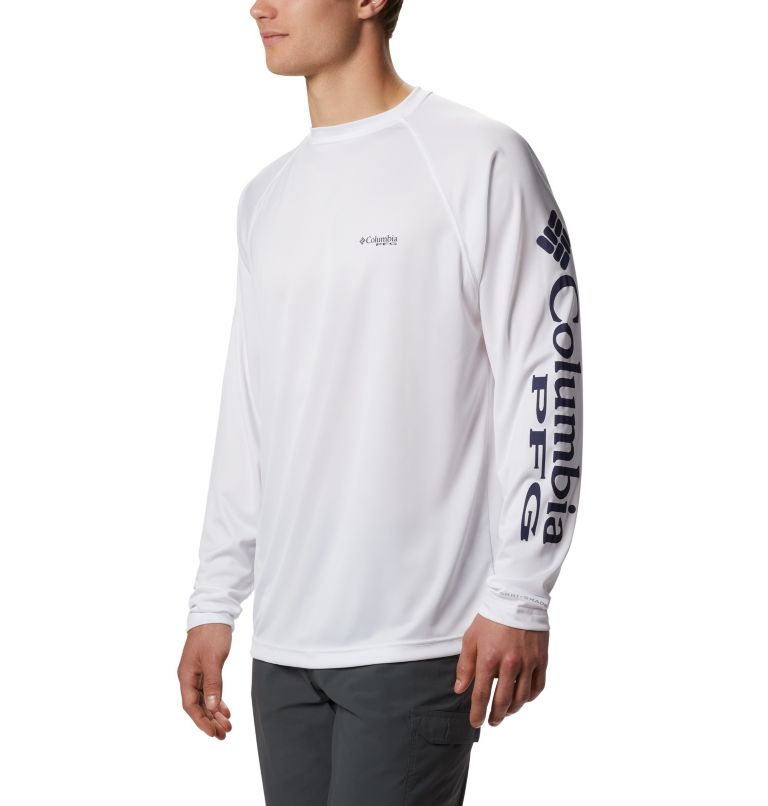 Men’s PFG Terminal Tackle Long Sleeve Shirt, Color: White, Nightshade Logo, image 1
