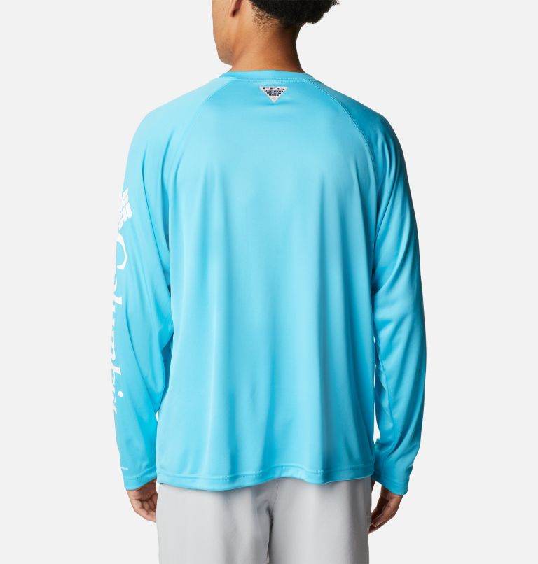 Men’s PFG Terminal Tackle Long Sleeve Shirt, Color: Atoll, White Logo