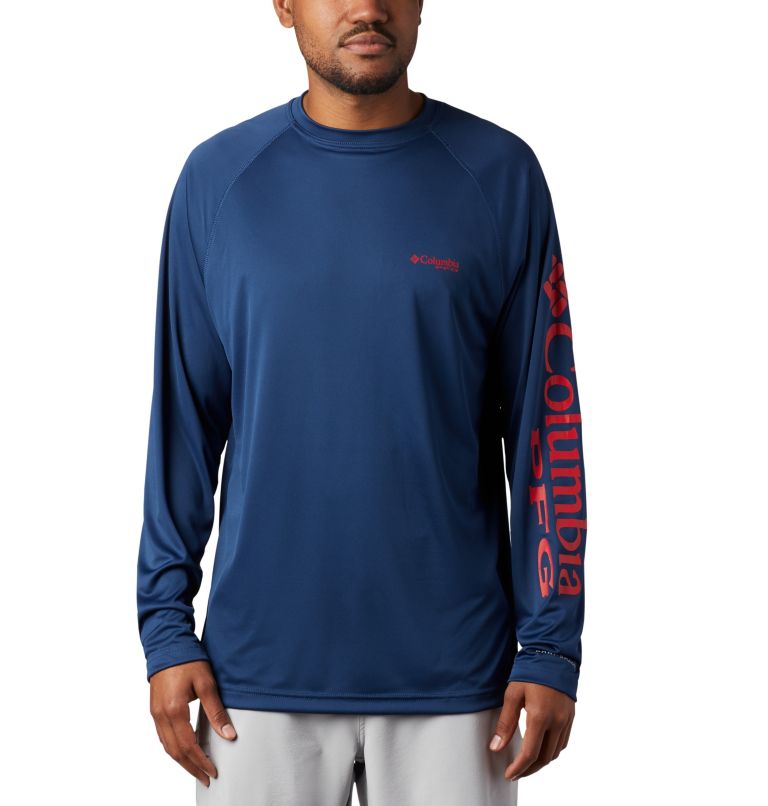 Thumbnail: Men’s PFG Terminal Tackle Long Sleeve Shirt, Color: Carbon, Red Spark Logo, image 1