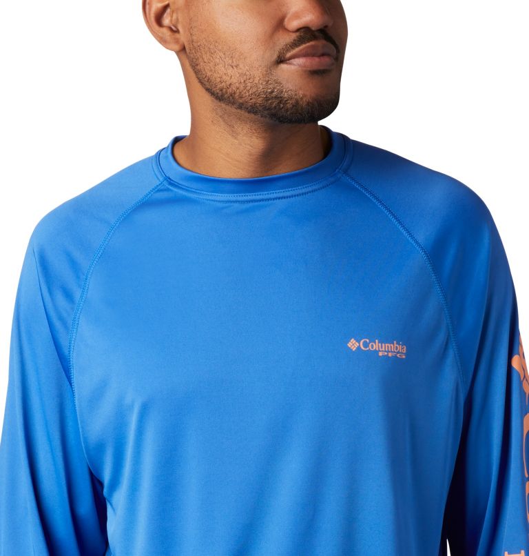 Thumbnail: Men’s PFG Terminal Tackle Long Sleeve Shirt, Color: Vivid Blue, Bright Nectar Logo, image 4