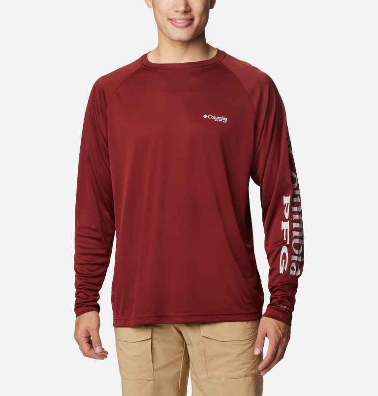 Terminal Tackle LS Shirt | 664 | L, Color: Red Jasper, Cool Grey Logo, image 1