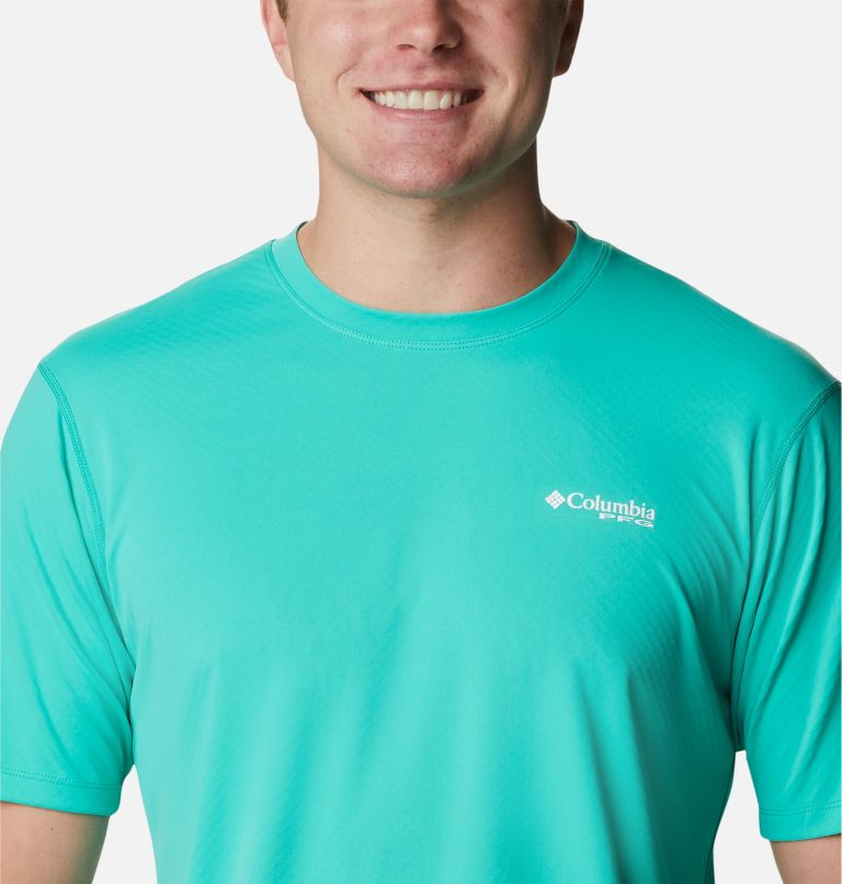 Men’s PFG Zero Rules Short Sleeve Shirt, Color: Electric Turquoise, image 4