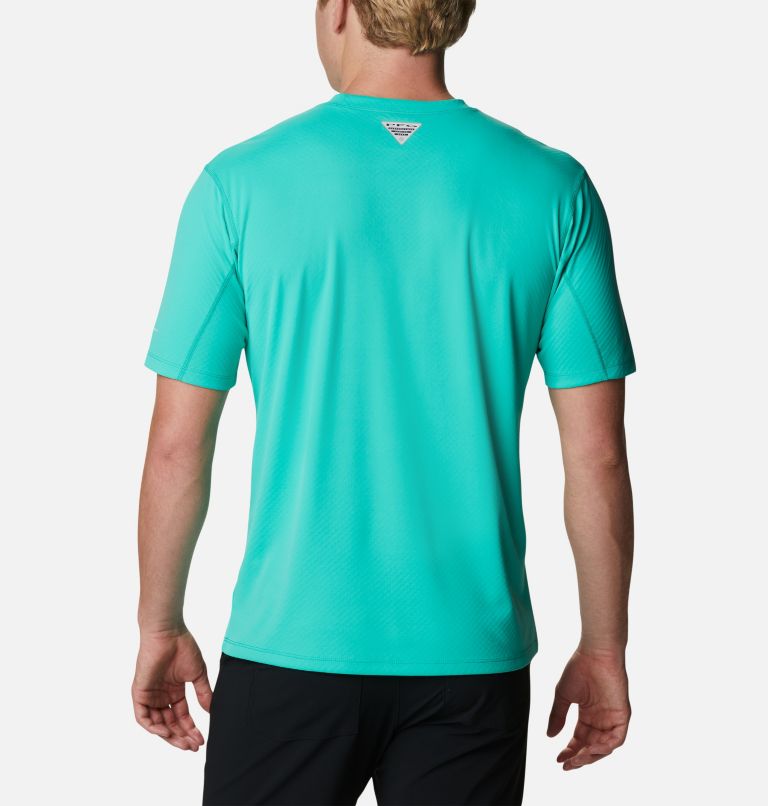 Men’s PFG Zero Rules Short Sleeve Shirt, Color: Electric Turquoise, image 2