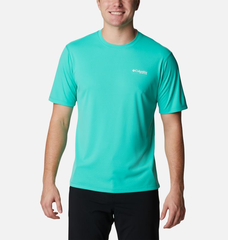 Thumbnail: Men’s PFG Zero Rules Short Sleeve Shirt, Color: Electric Turquoise, image 1