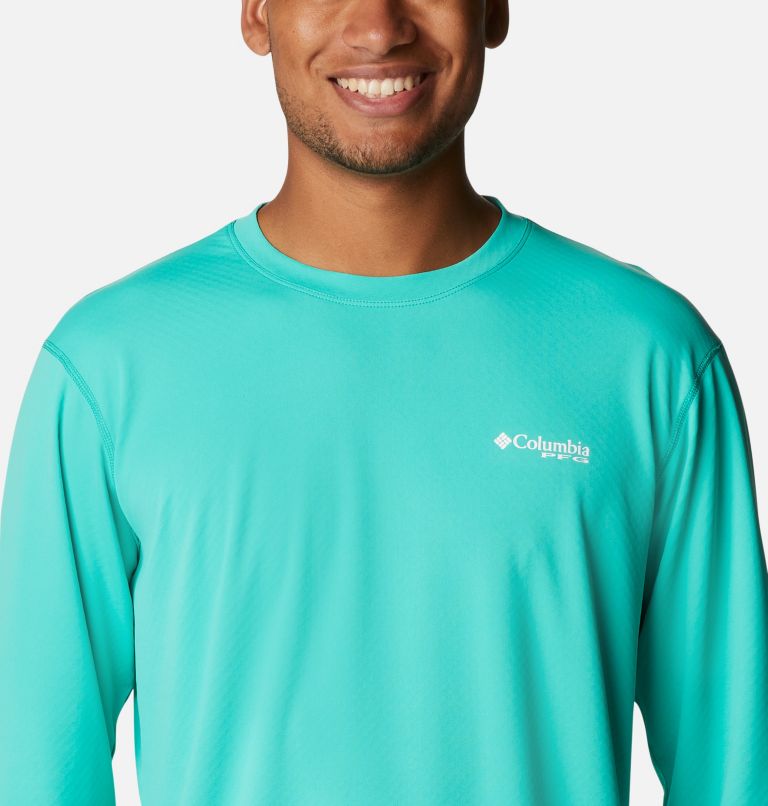 Thumbnail: PFG ZERO Rules LS Shirt | 362 | XS, Color: Electric Turquoise, image 4
