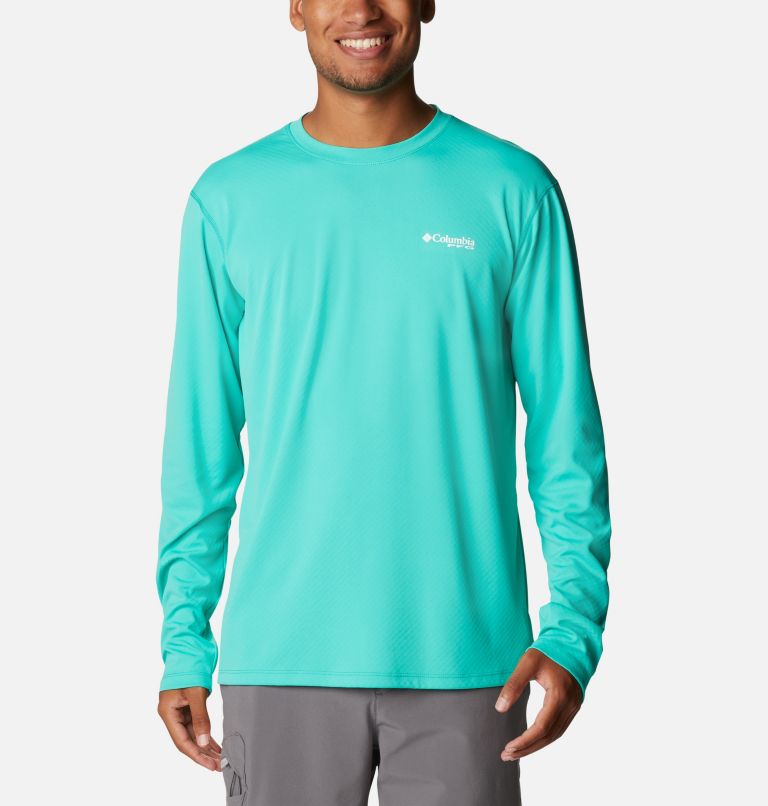 Thumbnail: Men’s PFG Zero Rules Long Sleeve Shirt, Color: Electric Turquoise, image 1