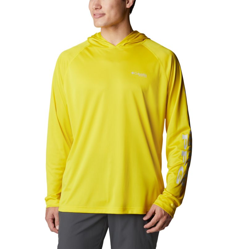 Men’s PFG Terminal Tackle Hoodie, Color: Laser Lemon, Cool Grey Logo, image 1