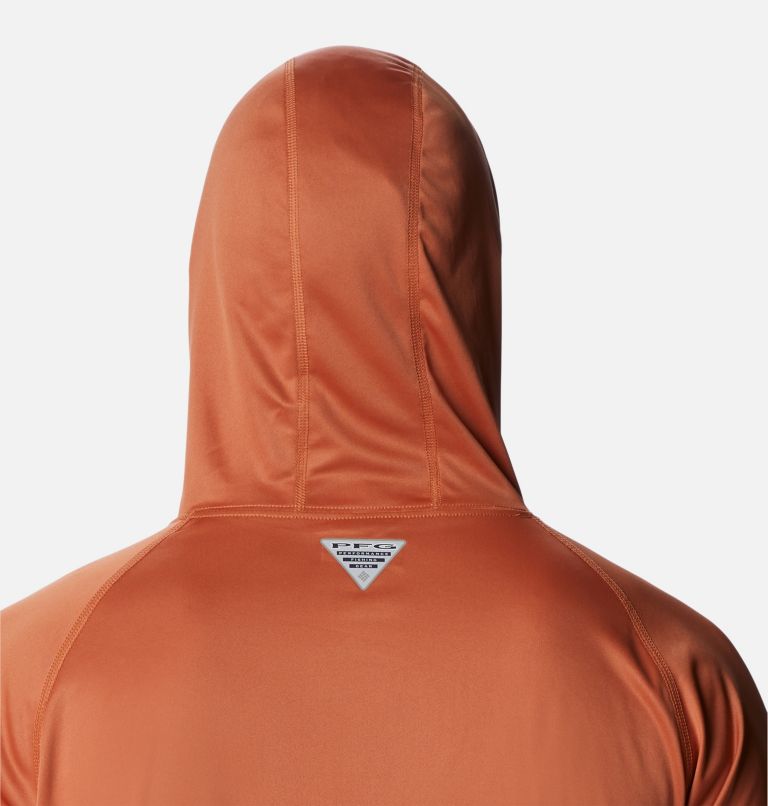 Thumbnail: Men’s PFG Terminal Tackle Hoodie, Color: Island Orange, Spring Blue Logo, image 5