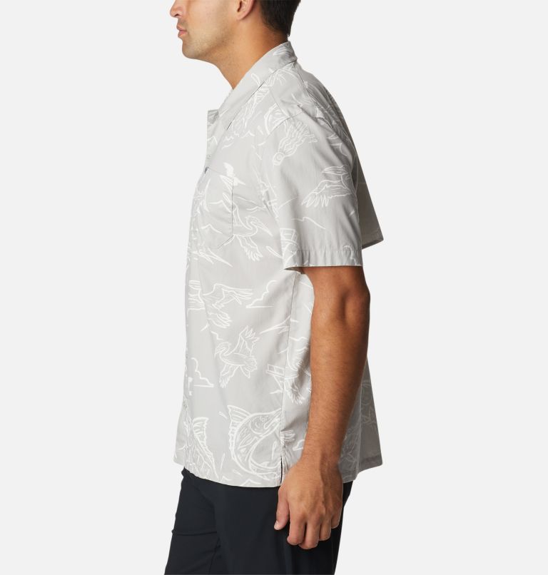 Thumbnail: Men’s PFG Trollers Best Short Sleeve Shirt, Color: Cool Grey Mighty Marlins Print, image 3