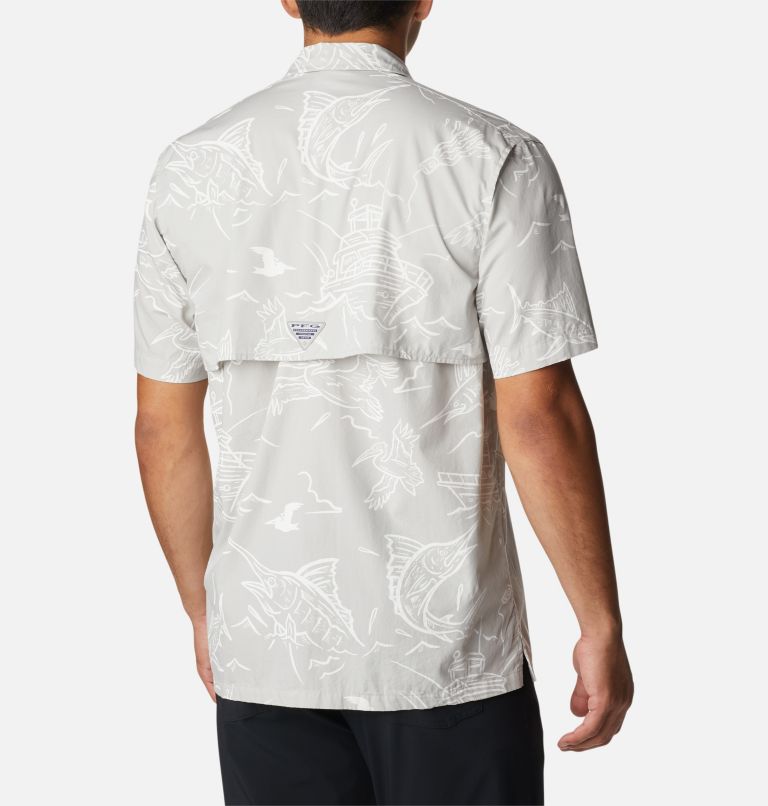 Men’s PFG Trollers Best Short Sleeve Shirt, Color: Cool Grey Mighty Marlins Print, image 2