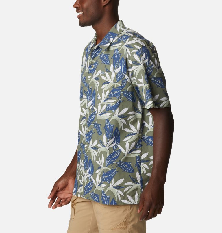 Thumbnail: Men’s PFG Trollers Best Short Sleeve Shirt, Color: Cypress Tuna Paradise Print, image 3