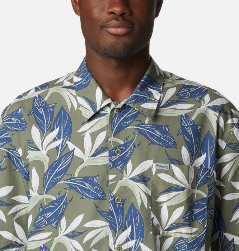 Men’s PFG Trollers Best Short Sleeve Shirt, Color: Cypress Tuna Paradise Print, image 4