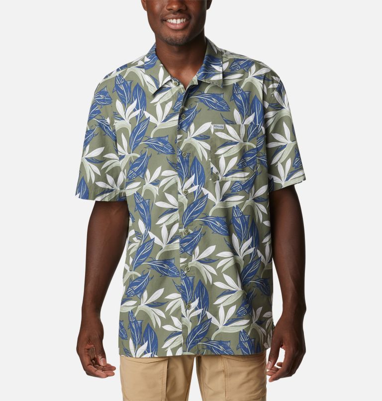 Men’s PFG Trollers Best Short Sleeve Shirt, Color: Cypress Tuna Paradise Print, image 1