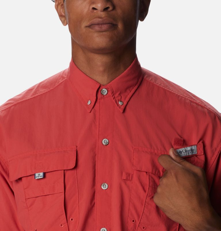 Men’s PFG Bahama II Short Sleeve Shirt, Color: Sunset Red, image 4