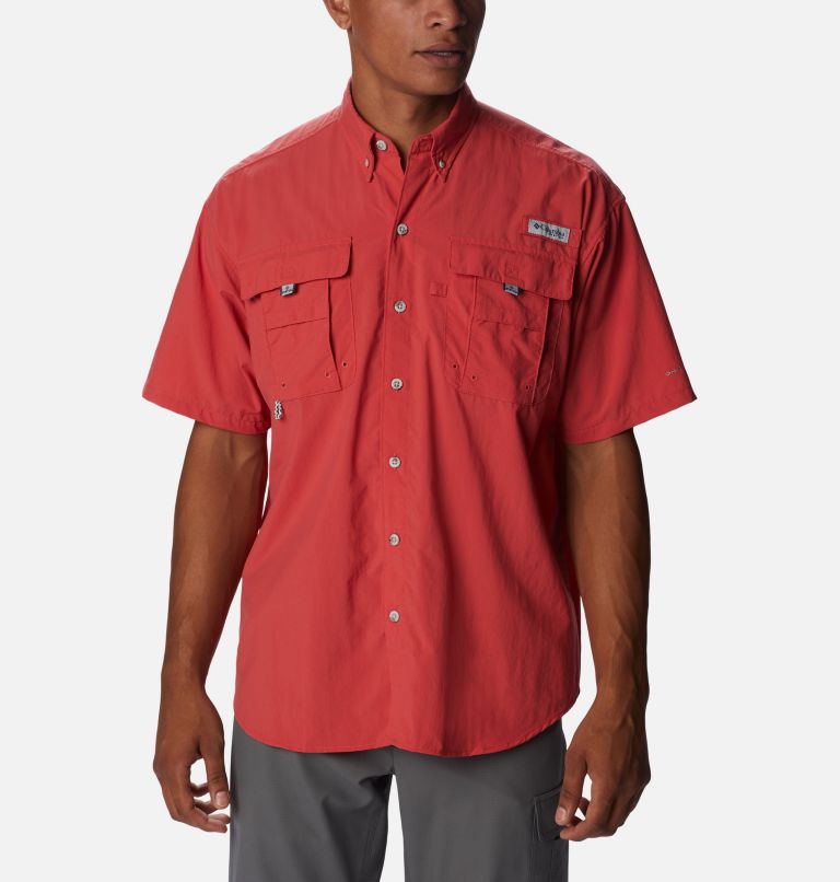Men’s PFG Bahama II Short Sleeve Shirt, Color: Sunset Red, image 1