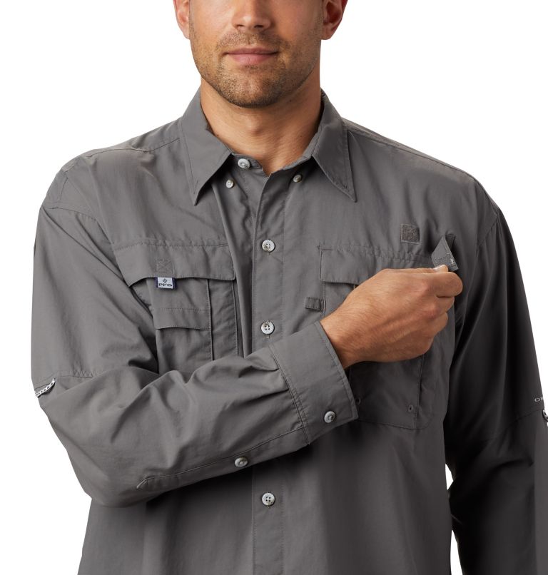 Thumbnail: Men’s PFG Bahama II Long Sleeve Shirt, Color: City Grey, image 4