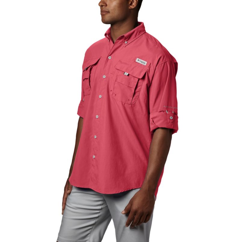 Thumbnail: Men’s PFG Bahama II Long Sleeve Shirt, Color: Sunset Red, image 3