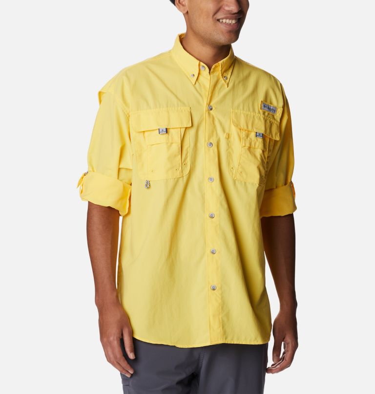 Men’s PFG Bahama II Long Sleeve Shirt, Color: Sun Glow