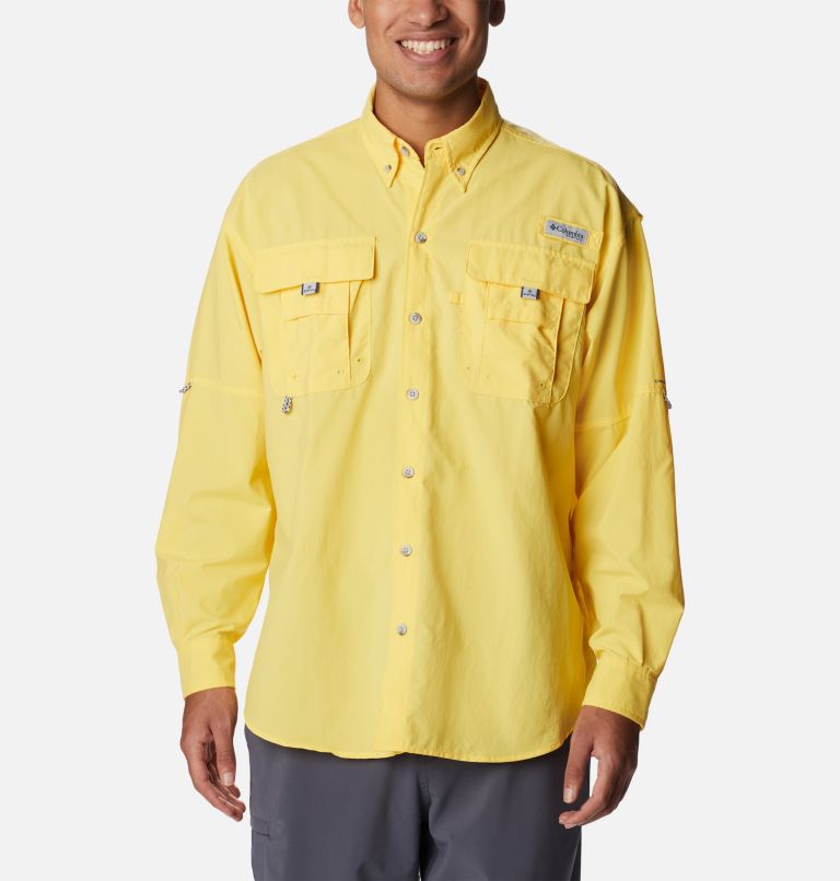 Men’s PFG Bahama II Long Sleeve Shirt, Color: Sun Glow