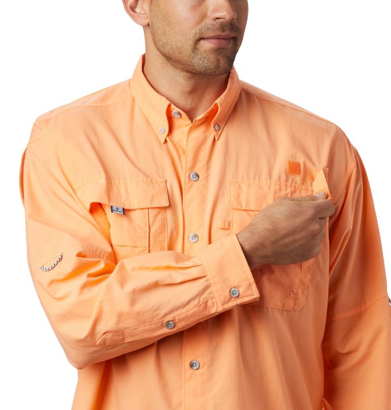 Thumbnail: Men’s PFG Bahama II Long Sleeve Shirt, Color: Bright Nectar, image 4
