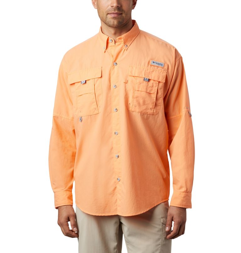Thumbnail: Men’s PFG Bahama II Long Sleeve Shirt, Color: Bright Nectar, image 1