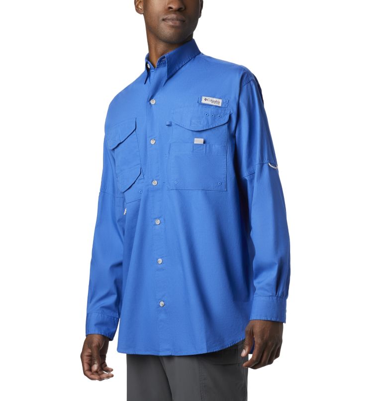 Men’s PFG Bonehead Long Sleeve Shirt, Color: Vivid Blue, image 1