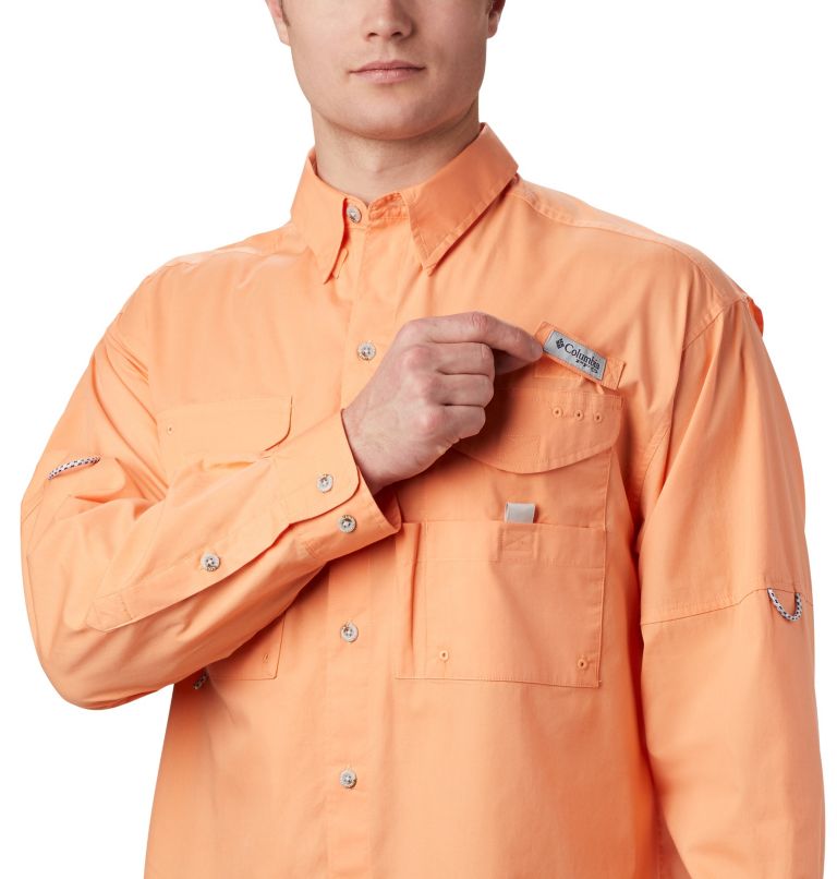 Thumbnail: Men’s PFG Bonehead Long Sleeve Shirt, Color: Bright Nectar, image 4