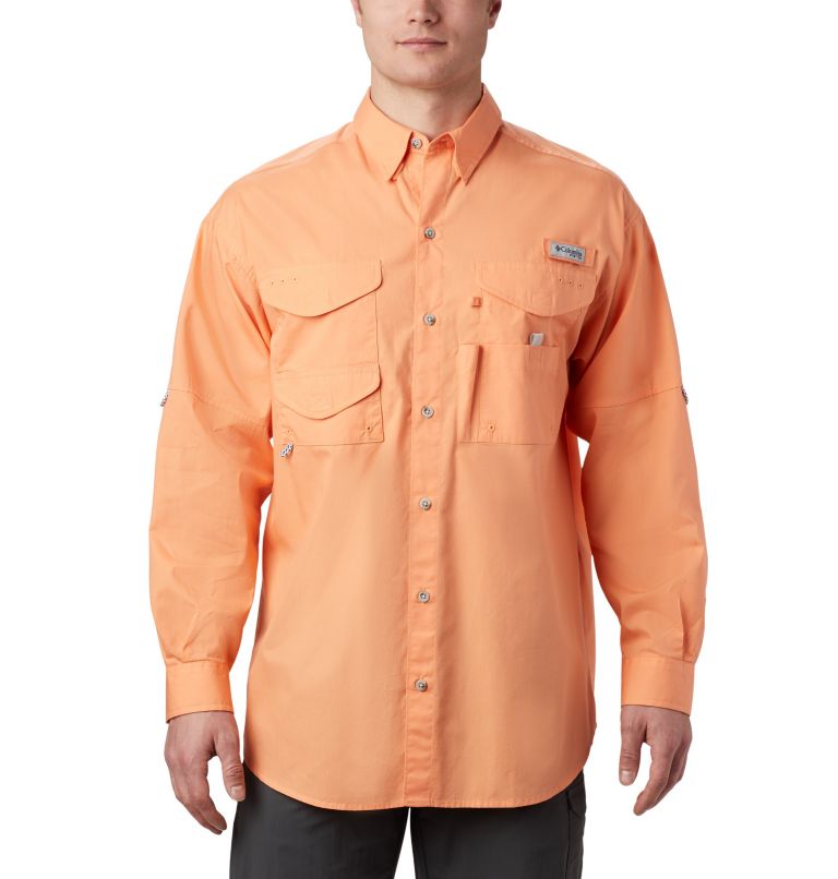Men’s PFG Bonehead Long Sleeve Shirt, Color: Bright Nectar, image 1