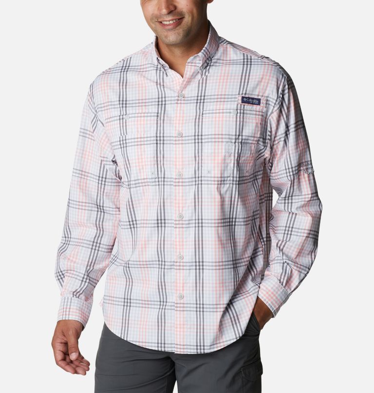 Thumbnail: Men’s PFG Super Tamiami Long Sleeve Shirt, Color: Cool Grey Blanket Gingham, image 1