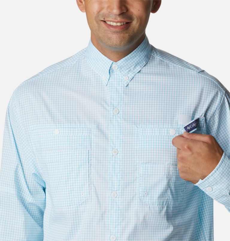 Men’s PFG Super Tamiami Long Sleeve Shirt, Color: Atoll Gingham, image 4