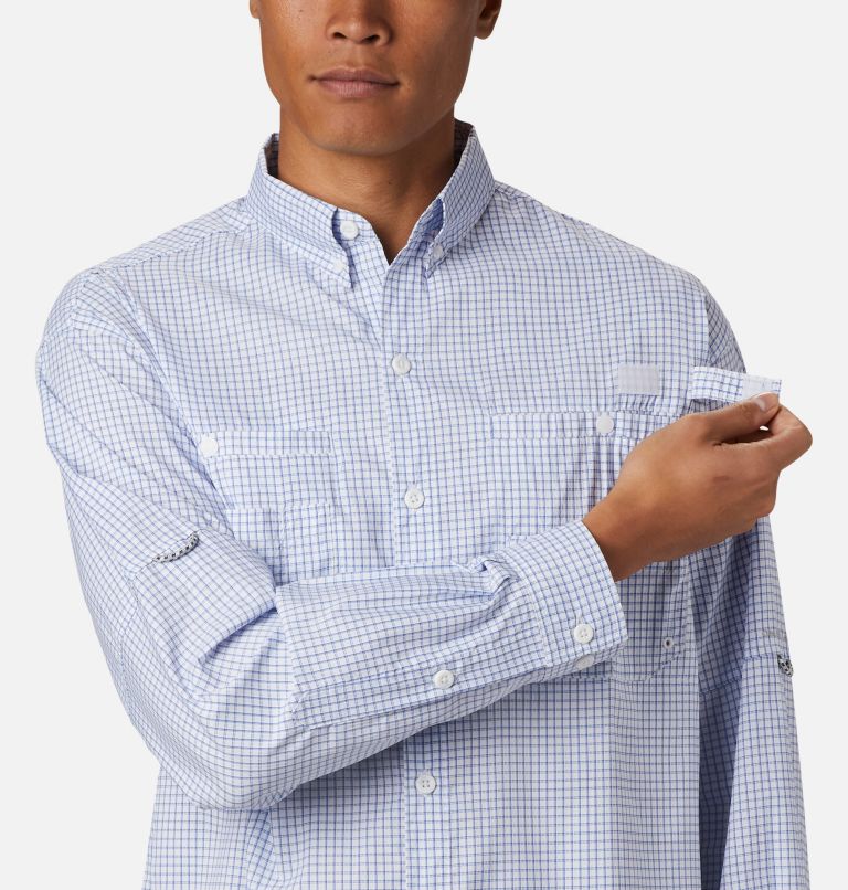 Thumbnail: Men’s PFG Super Tamiami Long Sleeve Shirt, Color: Vivid Blue Gingham, image 5