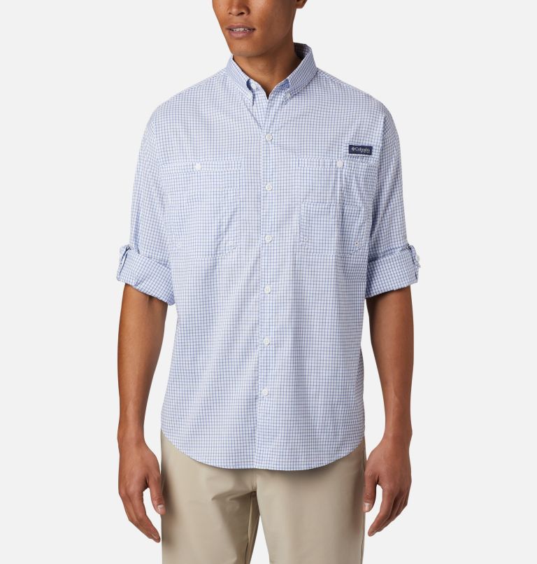 Men’s PFG Super Tamiami Long Sleeve Shirt, Color: Vivid Blue Gingham, image 6