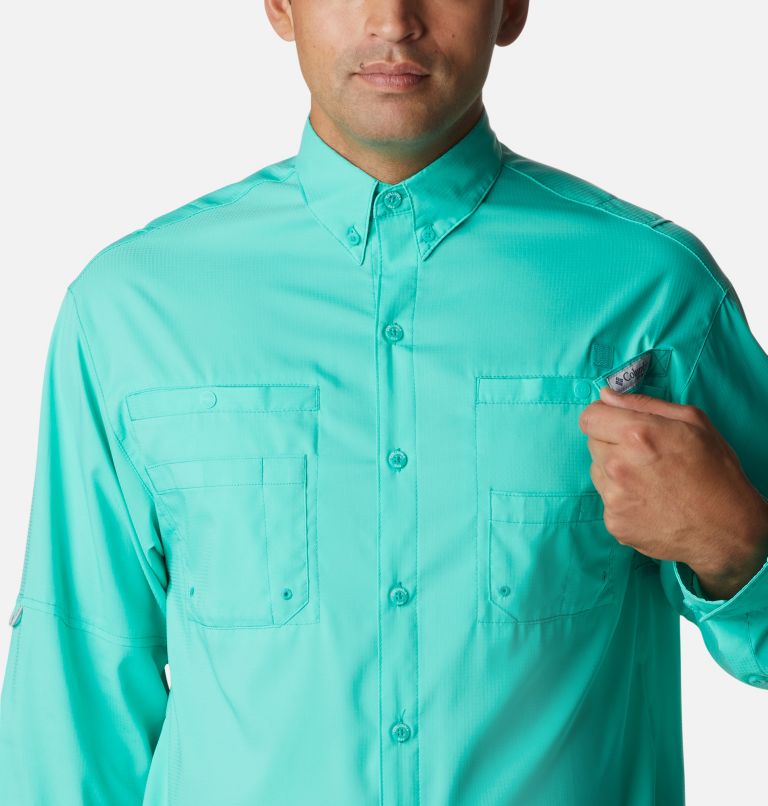 UPF 40 Sun Protection X-Large Columbia Mens PFG Super Tamiami Long Sleeve Shirt Cool Grey Small Check