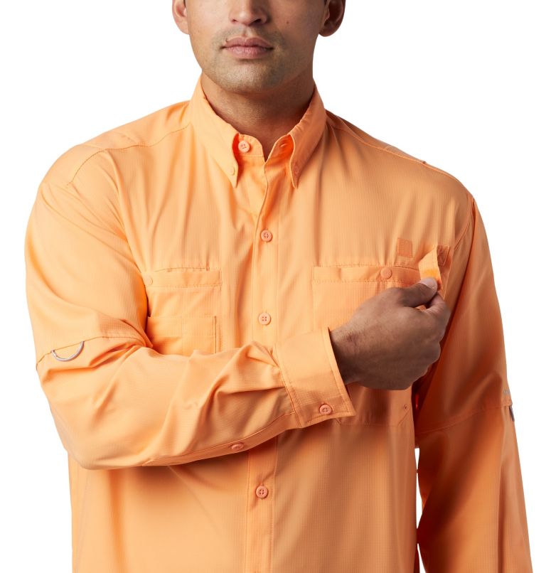 Men’s PFG Tamiami II Long Sleeve Shirt, Color: Bright Nectar
