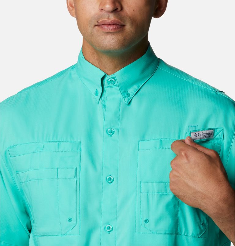 Thumbnail: Men’s PFG Tamiami II Short Sleeve Shirt, Color: Electric Turquoise, image 4
