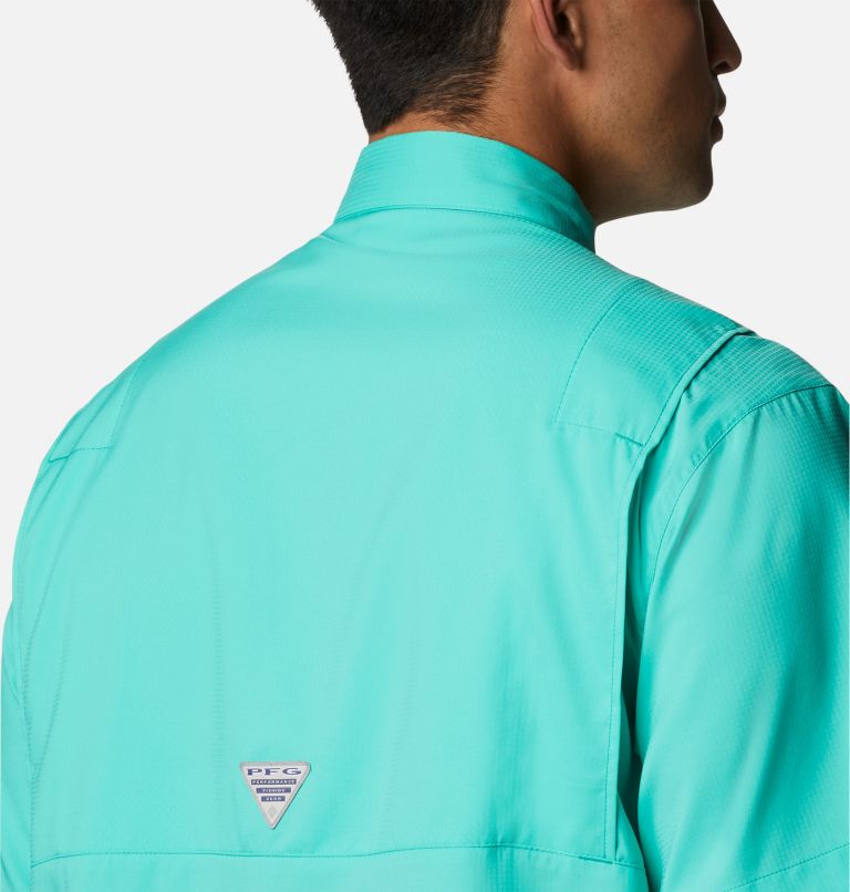 Thumbnail: Men’s PFG Tamiami II Short Sleeve Shirt, Color: Electric Turquoise, image 5