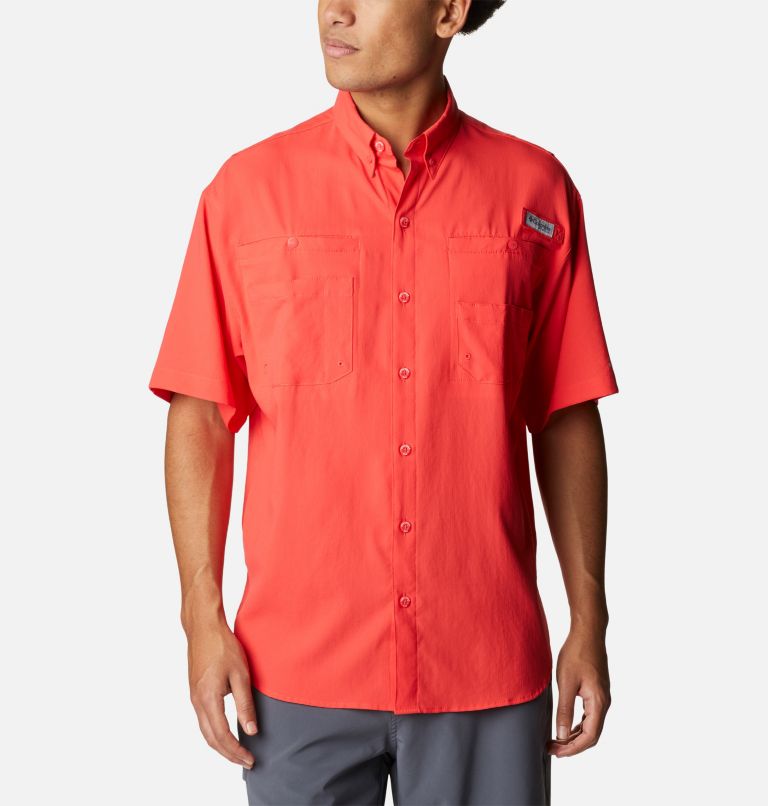 Men’s PFG Tamiami II Short Sleeve Shirt, Color: Red Hibiscus