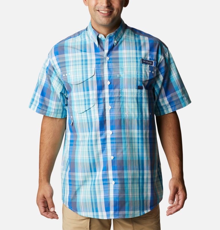 Columbia PFG Mens Big 2X Bonehead Blue Short Sleeve Button Up Fishing Shirt NWT 