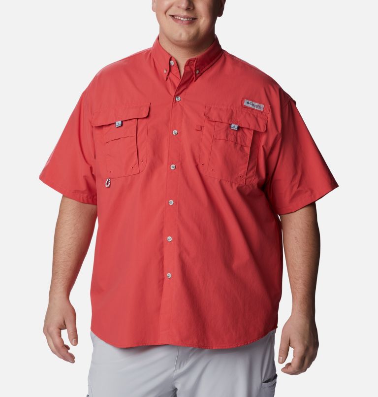 Thumbnail: Men’s PFG Bahama II Short Sleeve Shirt - Big, Color: Sunset Red, image 1