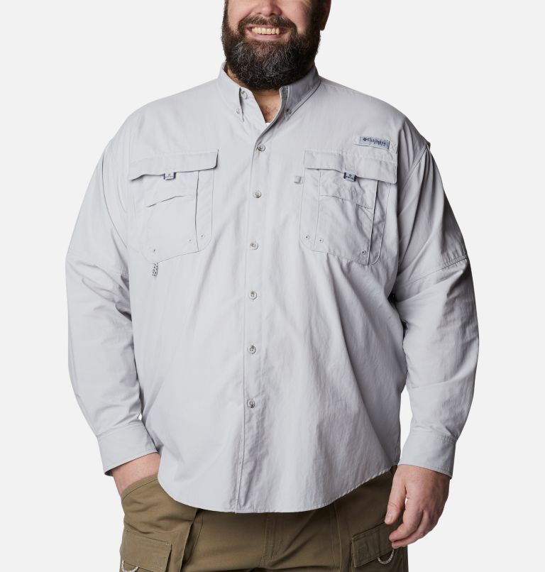 Thumbnail: Men’s PFG Bahama II Long Sleeve Shirt - Big, Color: Cool Grey, image 1