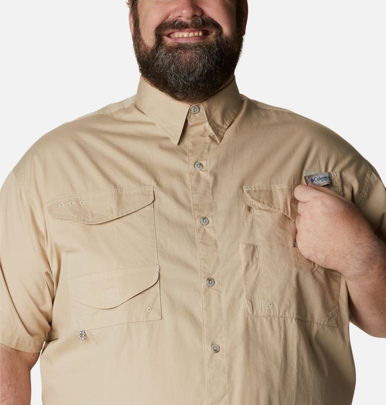 Thumbnail: Men’s PFG Bonehead Short Sleeve Shirt - Big, Color: Fossil, image 4