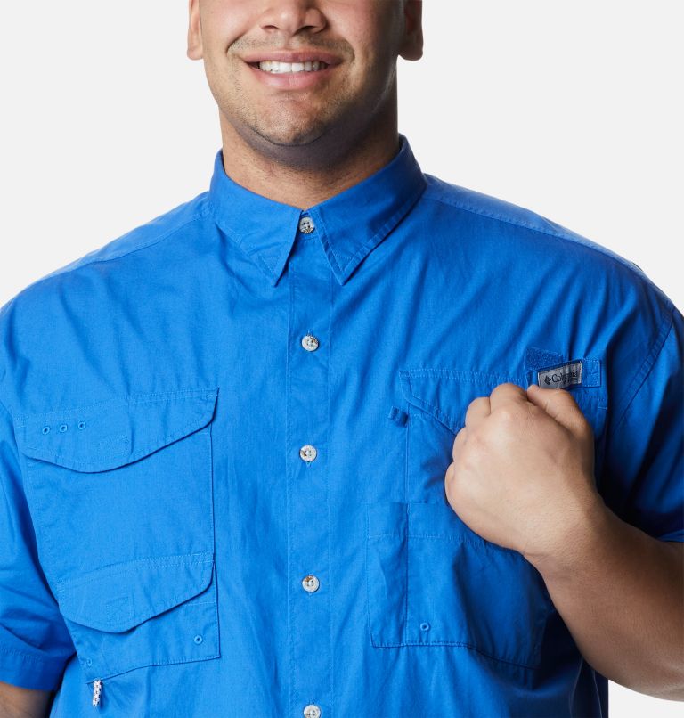 Thumbnail: Men’s PFG Bonehead Short Sleeve Shirt - Big, Color: Vivid Blue, image 4