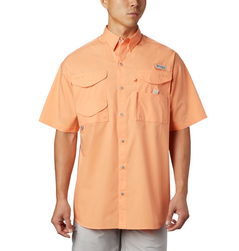 Men’s PFG Bonehead Short Sleeve Shirt - Big, Color: Bright Nectar, image 1