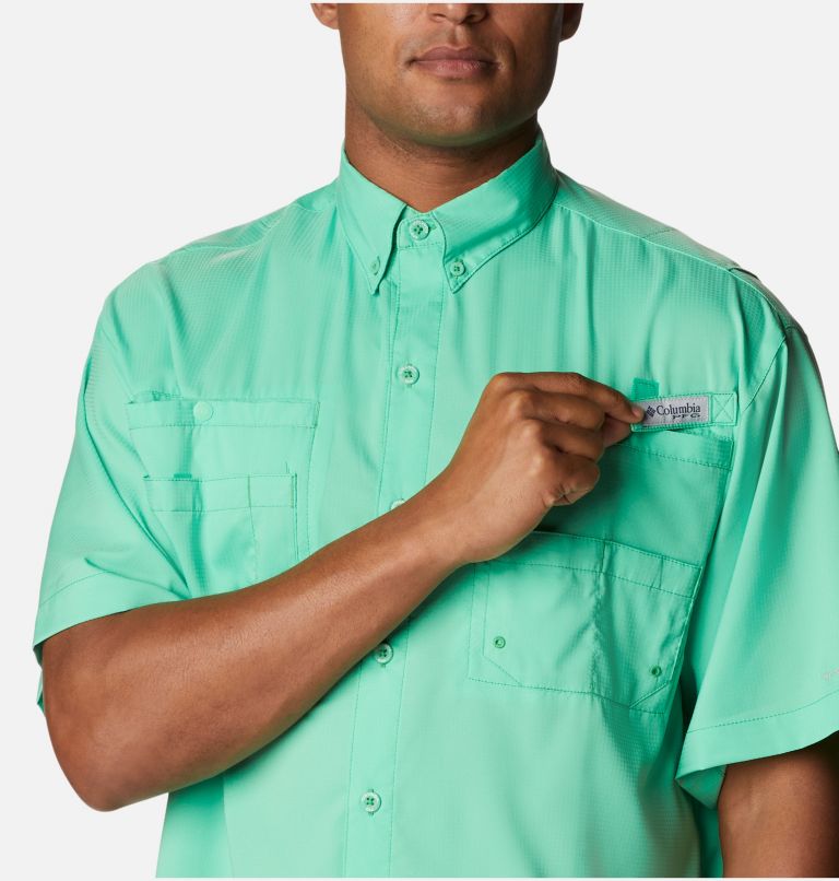Thumbnail: Men’s PFG Tamiami II Short Sleeve Shirt - Big, Color: Light Jade, image 4