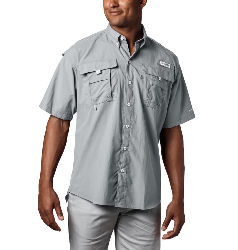 Thumbnail: Men’s PFG Bahama II Short Sleeve Shirt - Tall, Color: Cool Grey, image 1